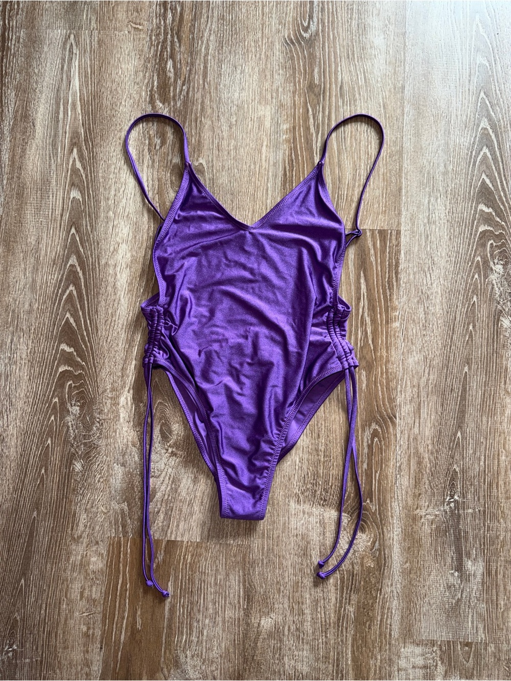 Y2K Purple One-Piece Swimsuit with Side Tie Detail